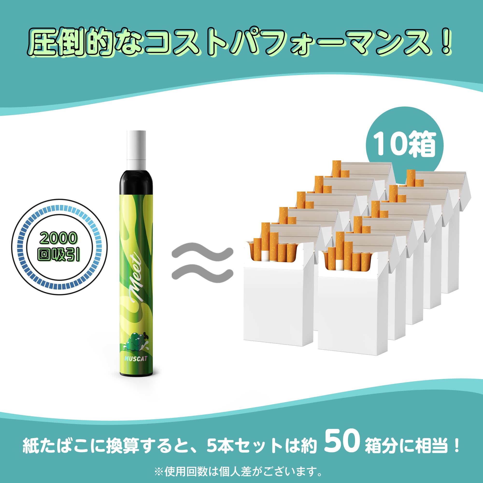 MEET JO5ES型 電子タバコ 使い捨て VAPE 5風味セット タールニコチンなし 爆煙 (MIX-1)