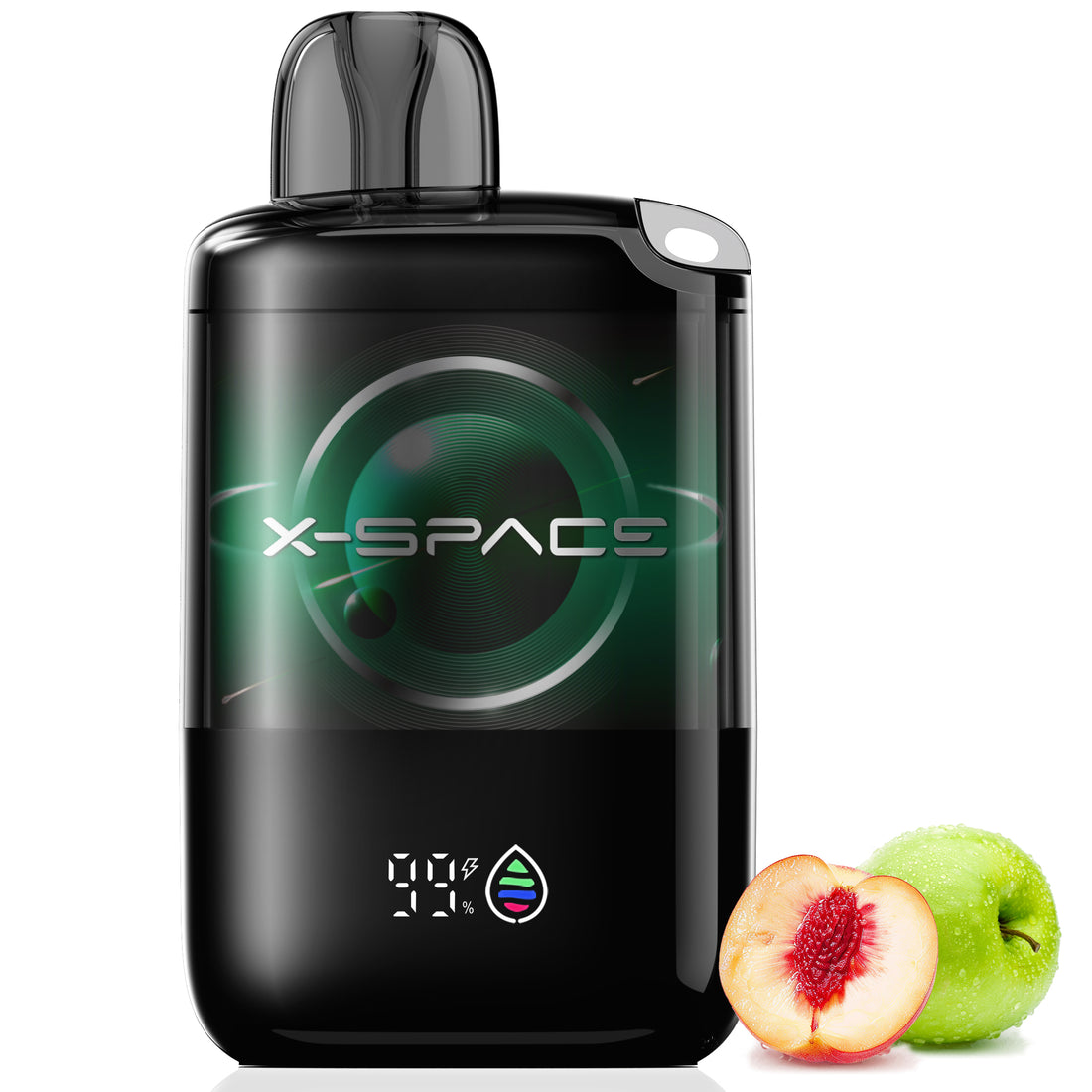 X-SPACE Einweg Vape ohne Nikotin, wiederaufladbare E-Zigaretten 9000 Puffs Vape Pen, Obst Geschmack Vapes Bar, Grüner Apfel Pfirsich