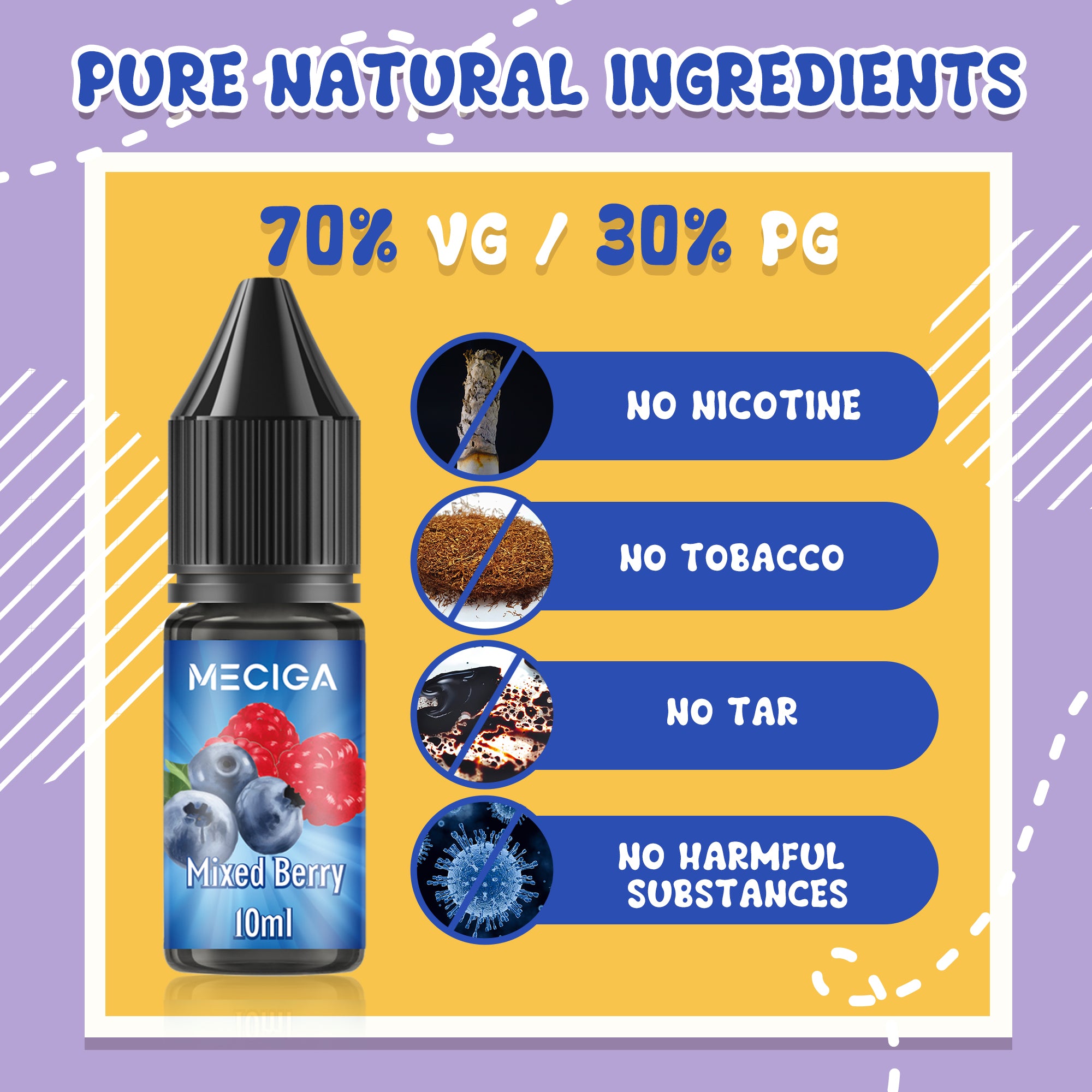 MECIGA E Liquid Ohne Nikotin Pack of 12 - 10ML