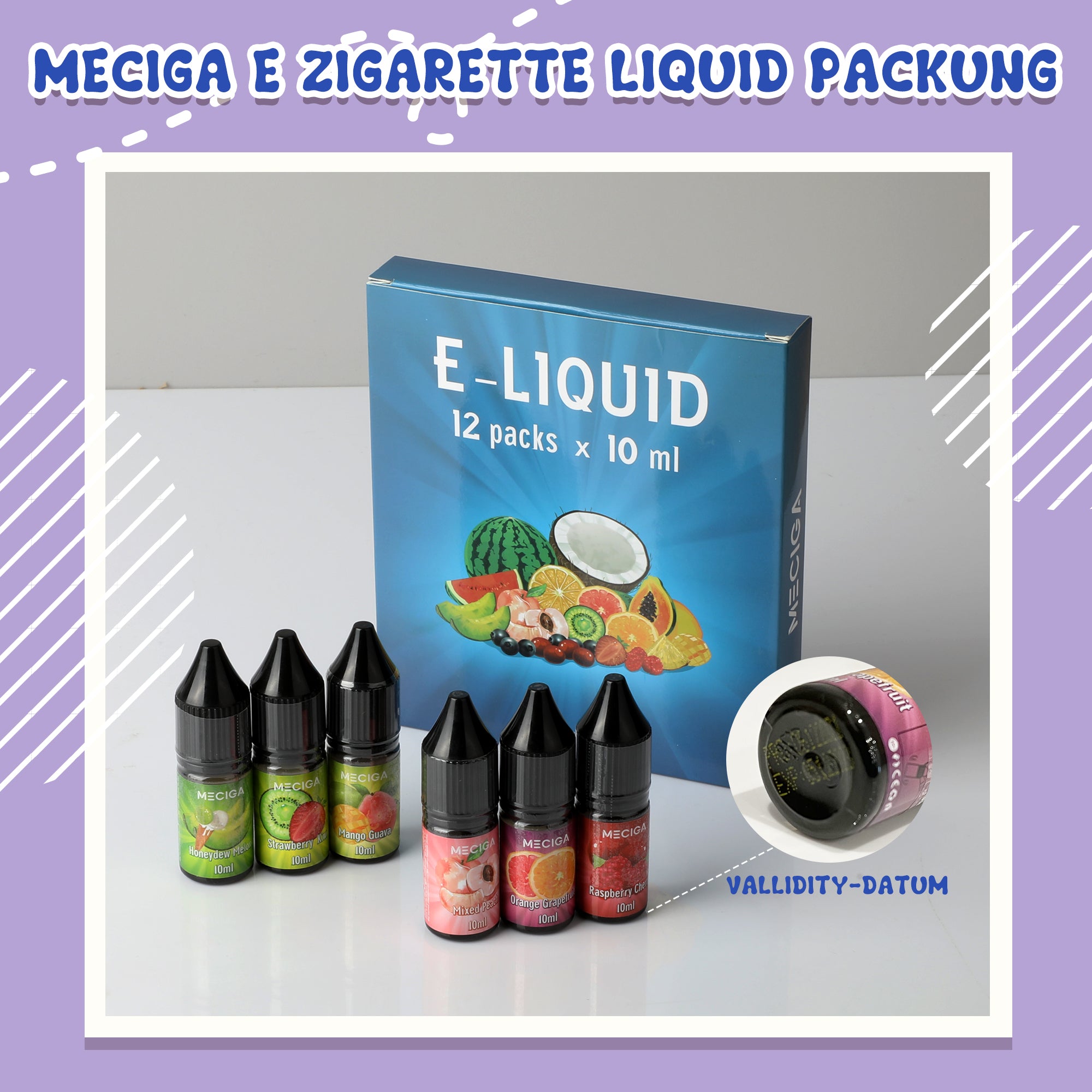 MECIGA E Liquid Ohne Nikotin Pack of 12 - 10ML