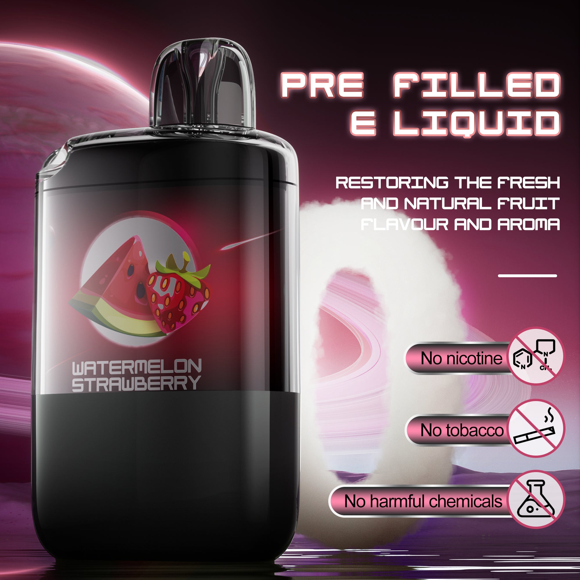 X-SPACE Einweg Vape ohne Nikotin, wiederaufladbare E-Zigaretten 9000 Puffs Vape Pen, Obst Geschmack Vapes Bar, Wassermelone Erdbeere