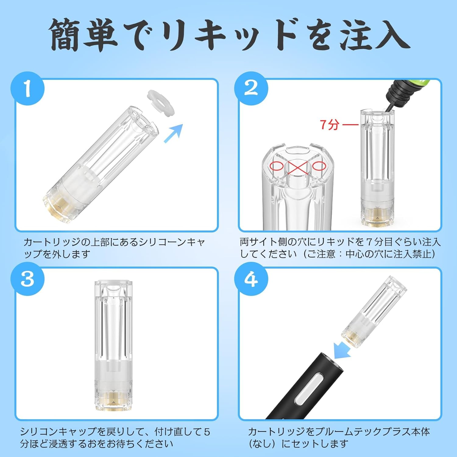 MECIGA Ploom Tech Plus Compatible Atomizer with Empty Cartridges, Replaceable Coil, Reusable, M4