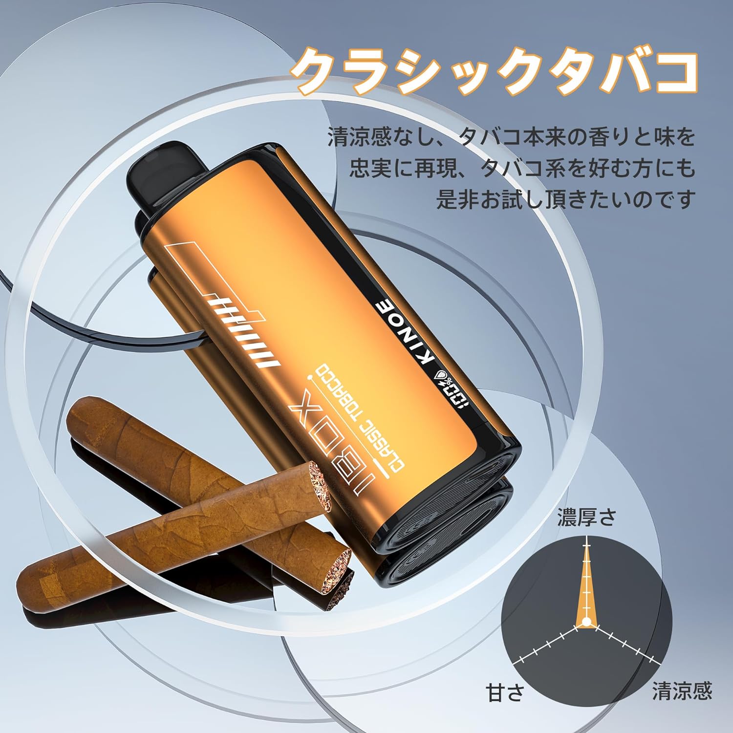 KINOE 電子タバコ 使い捨て VAPE 8500回吸引可能 爆煙 4種類風味 IBOX