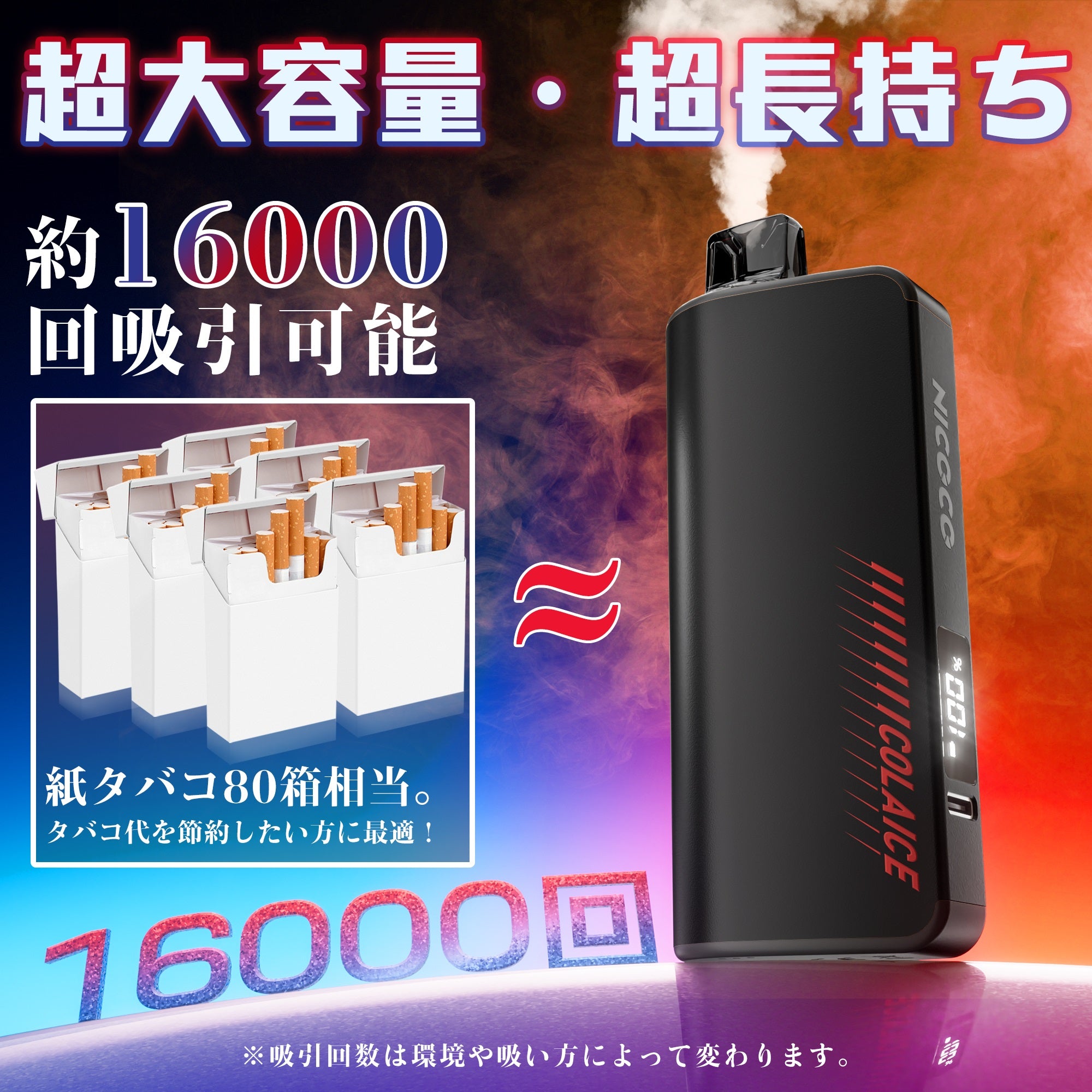 NICOCO 電子タバコ 使い捨て コーラ 清涼感MAX 持ち運びシーシャ 便利 禁煙サポート タールニコチンなし 1個/2個入り V3S型
