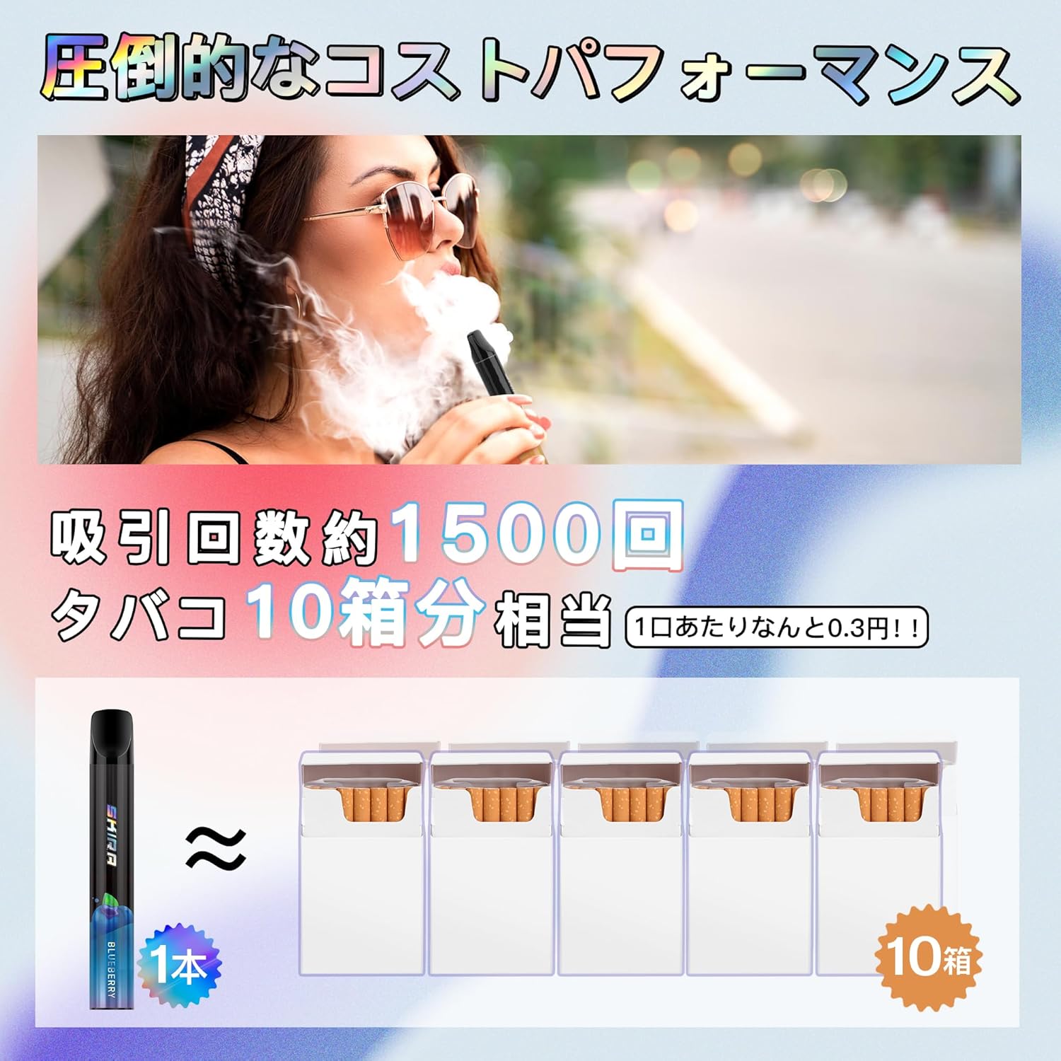 SKIRA 電子タバコ 使い捨て VAPE 持ち運び シーシャ 禁煙サポート タール&ニコチンなし JO5MINI2型 (5風味から選択OK)