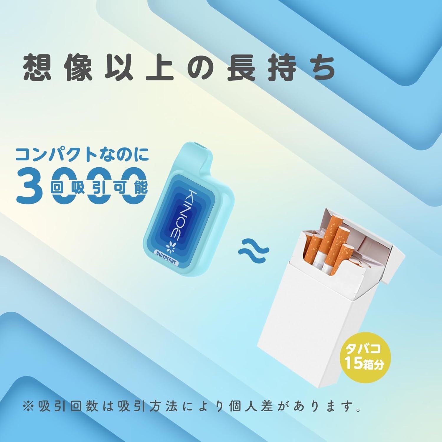 KINOE V5型 電子タバコ 使い捨て VAPE 3000回使用可能 大容量 タールニコチンなし 爆煙 ベイプ