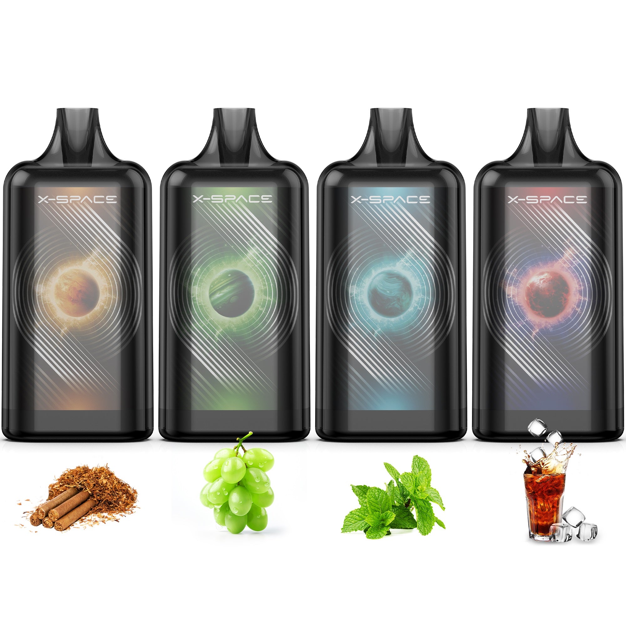 X-SPACE I4-type Pod-replaceable e-cigarette, 2-pod set, high-capacity, adjustable smoke output, rechargeable