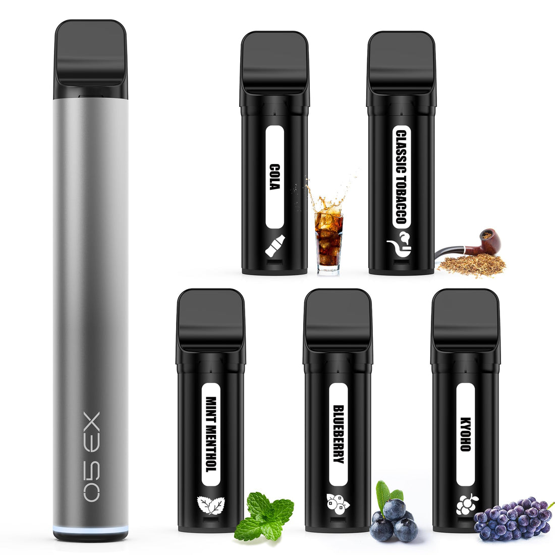 KINOE O5EX Type-C Rechargeable Electronic Cigarette, 12,500 Puffs, Large Capacity Vape Pod, 5 Flavors