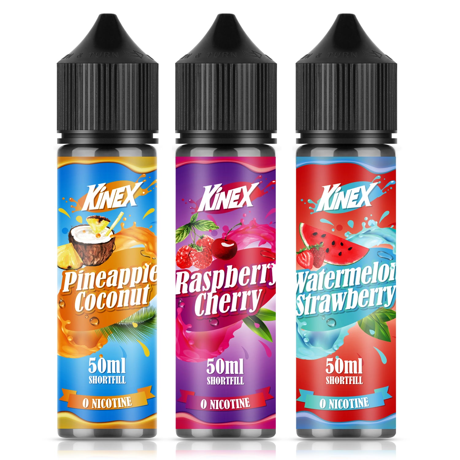 KINEX E Liquid Collection 3 x 50 ml Shortfill Kein Nikotin 70/30 MECIGA VAPE KINEX E Liquid Collection 3 x 50 ml Shortfill Kein Nikotin 70/30 MECIGA VAPE