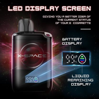 X-SPACE Einweg Vape ohne Nikotin, wiederaufladbare E-Zigaretten 9000 Puffs Vape Pen, Obst Geschmack Vapes Bar,  Wassermelone Erdbeere