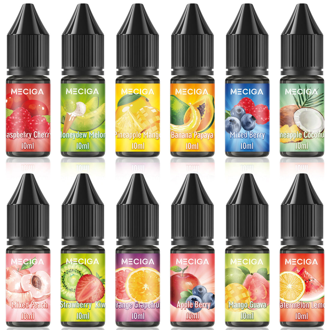 MECIGA  E Liquid Ohne Nikotin Pack of 12 - 10ML