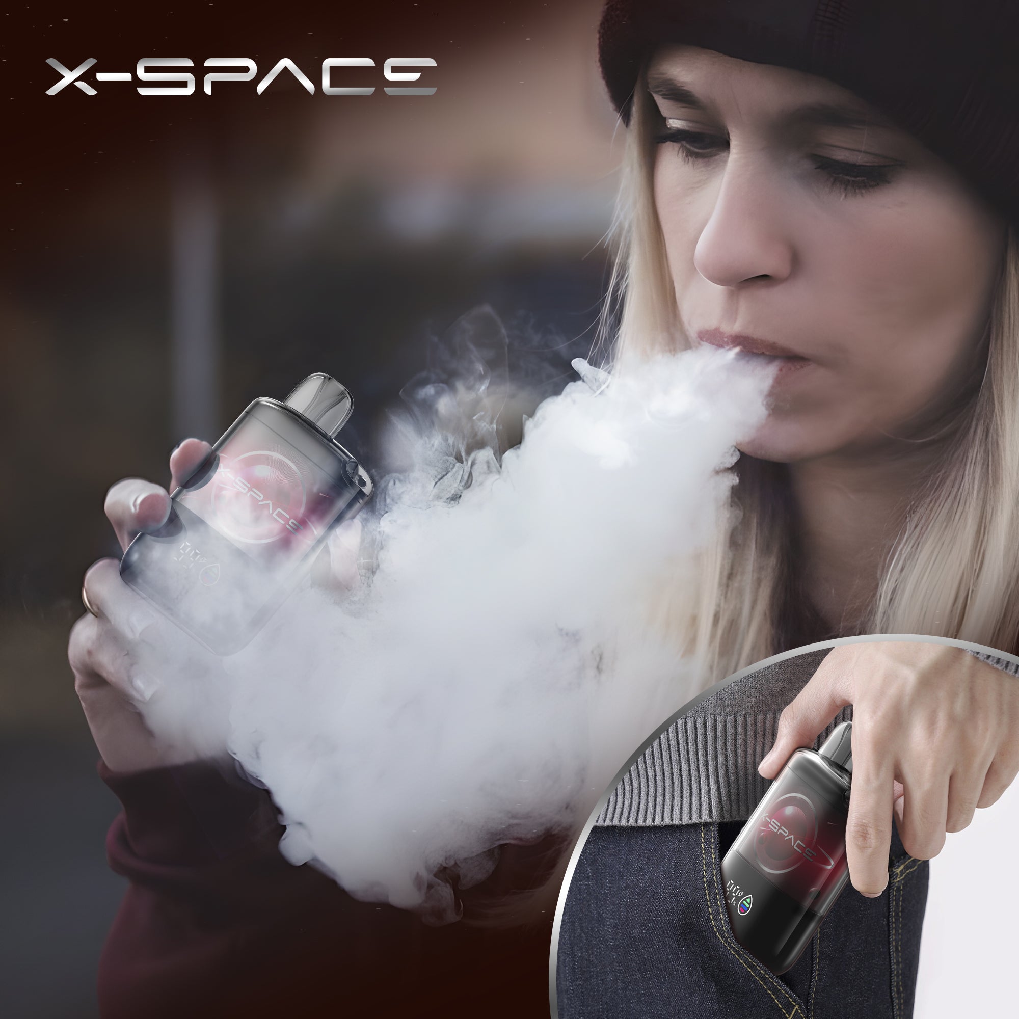 X-SPACE Einweg Vape ohne Nikotin, wiederaufladbare E-Zigaretten 9000 Puffs Vape Pen, Obst Geschmack Vapes Bar,  Wassermelone Erdbeere