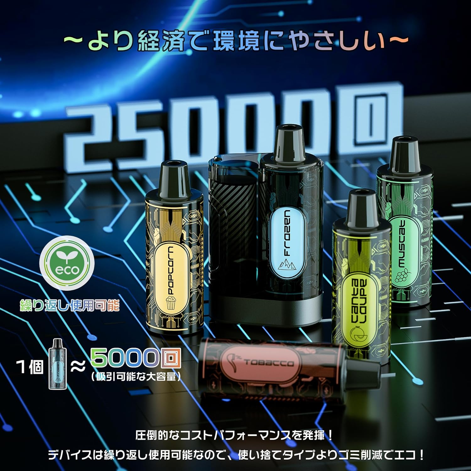 ARASHI 電子タバコ カートリッジ 5000回吸引 ニコチン0 タール0 使い捨て ポッド I3（キャラメルポップコーン）