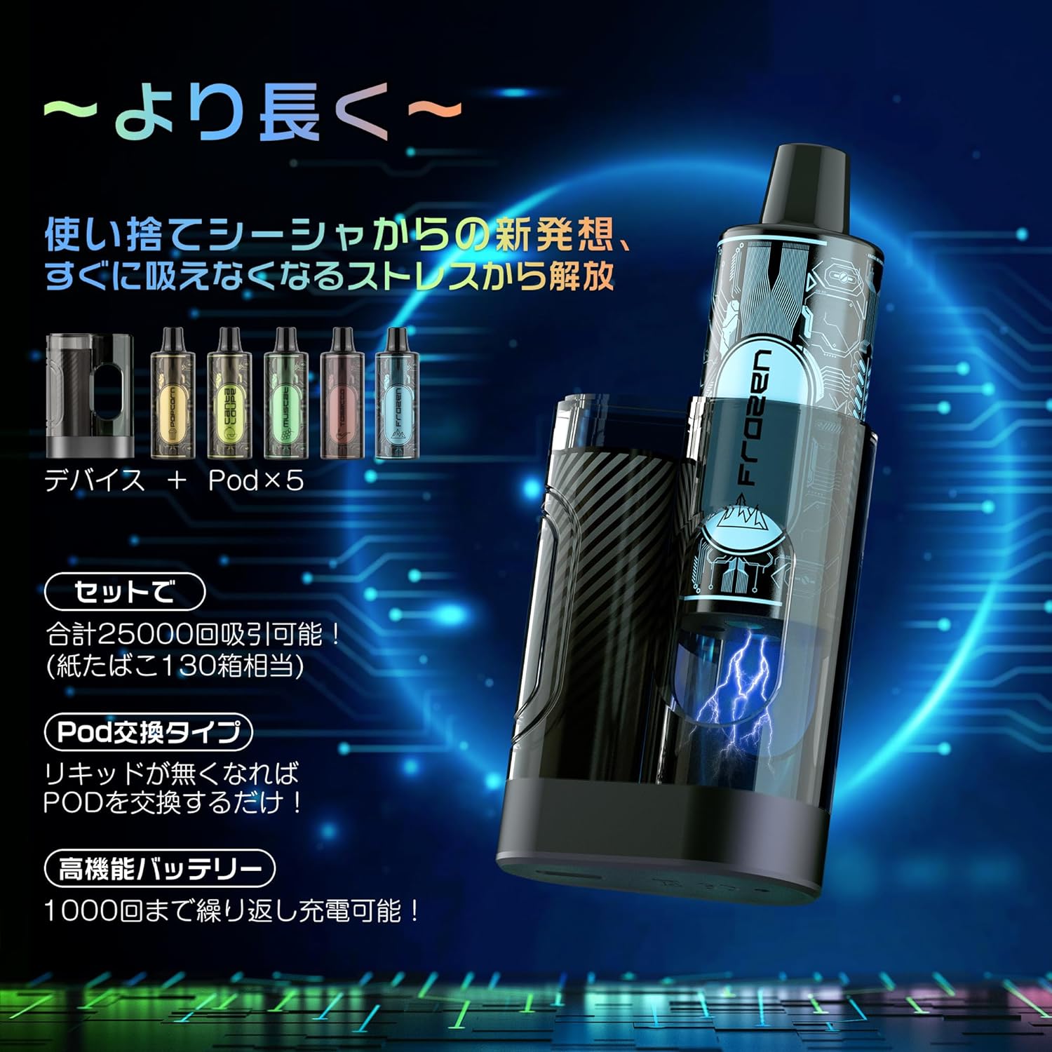 ARASHI 電子タバコ POD（カートリッジ）交換式電子タバコ 25000回吸引 持ち運び便利 ニコチン0 タール0 使い捨て ポッド5個付き I3（MIX-2）