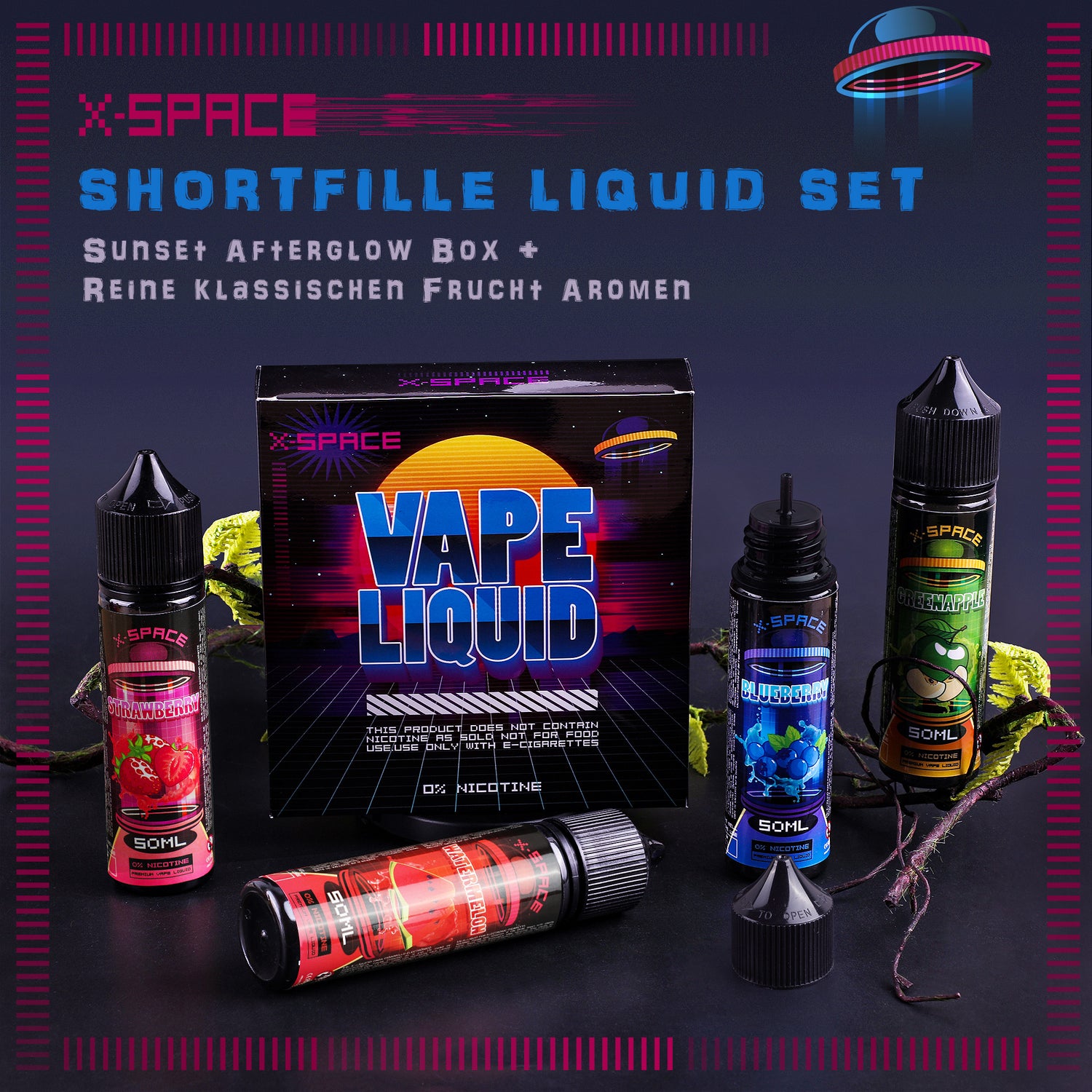 X-SPACE E Liquid Collection 4 x 50ml Shortfill No Nicotine 70/30 MECIGA VAPE X-SPACE E Liquid Collection 4 x 50ml Shortfill No Nicotine 70/30 MECIGA VAPE