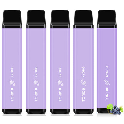 TORIDO O2Plus型 使い捨て 電子タバコ VAPE 持ち運びシーシャ タールなし ニコチンなし ビタミン類入り 5風味セット