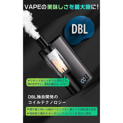 DBL JT2型 POD交換式電子タバコ POD付き 25000回吸引可能 黒色 LEDディスプレイ付 爆煙 本体充電可 タールなし ニコチンなし 禁煙