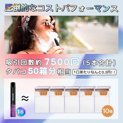 SKIRA 電子タバコ 使い捨て VAPE 持ち運び シーシャ 禁煙サポート タール&amp;ニコチンなし JO5MINI2型