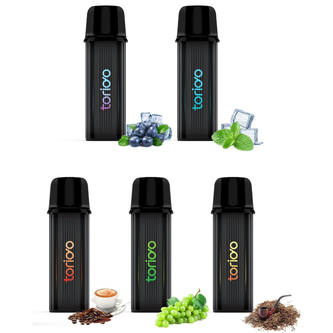 TORIDO IM4 Compatible POD (Cartridge) Set of 5 Flavors, 25,000 Puffs