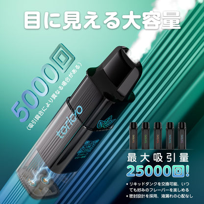 TORIDO IM4-Type Refillable Pod E-Cigarette Starter Kit, 25,000 Puffs, 5 Flavor Pods Included, IM4 Type (Blue-Green)